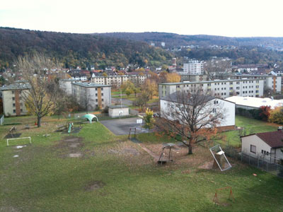 Blick von oben auf das Gebiet des Holbeinrings